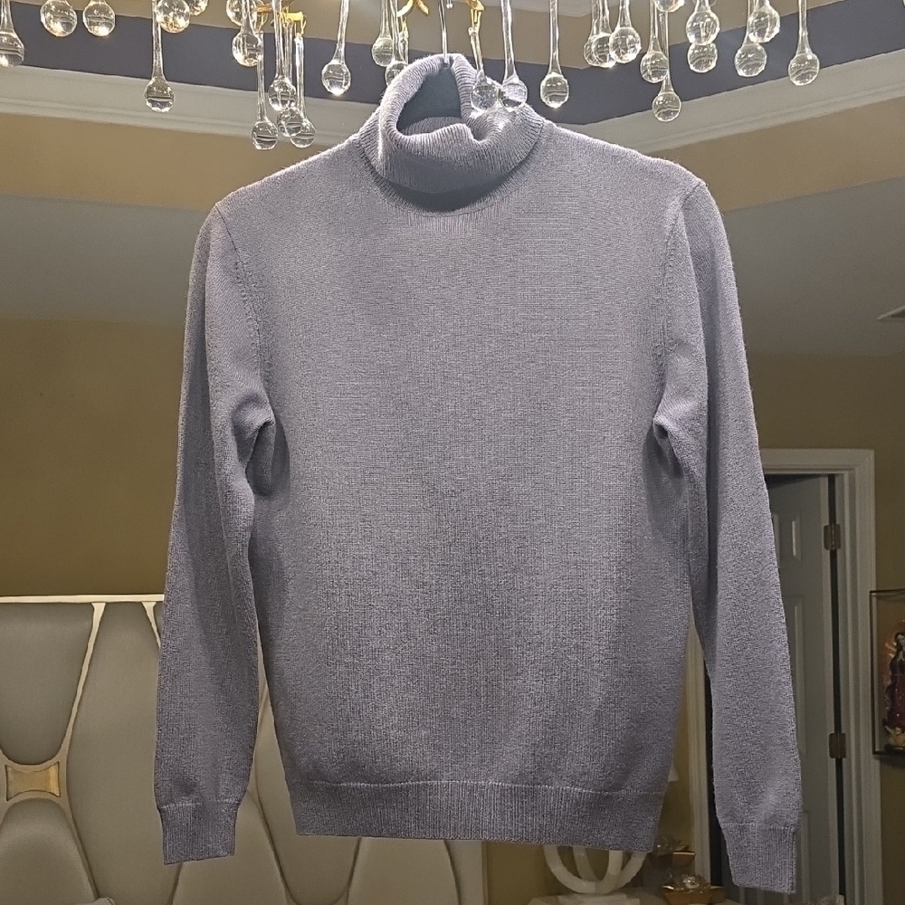 Cashmere Kaisimei Elegant Gray Turtleneck Sweater EUC